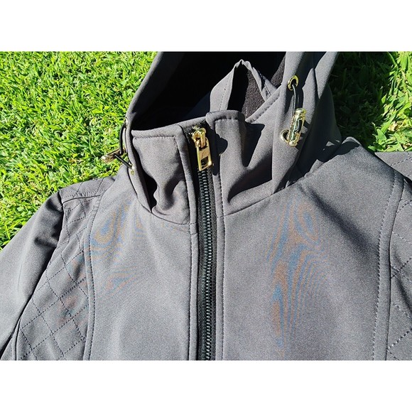 ANNE KLEIN GRAY ZIPPER HOODED JACKET COAT SIZE SMALL - Picture 3 of 9